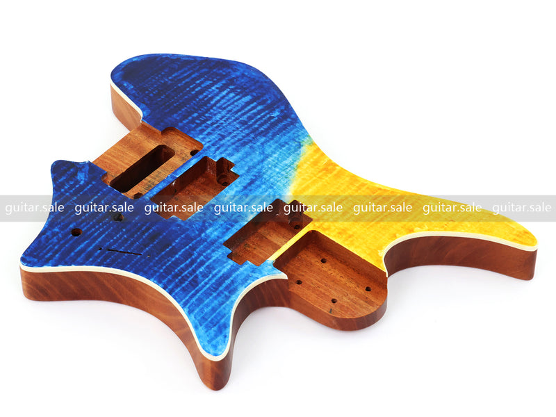 6 String Headless Solid Mahogany Electric Guitar Body with Satin Finish (YMB-038)