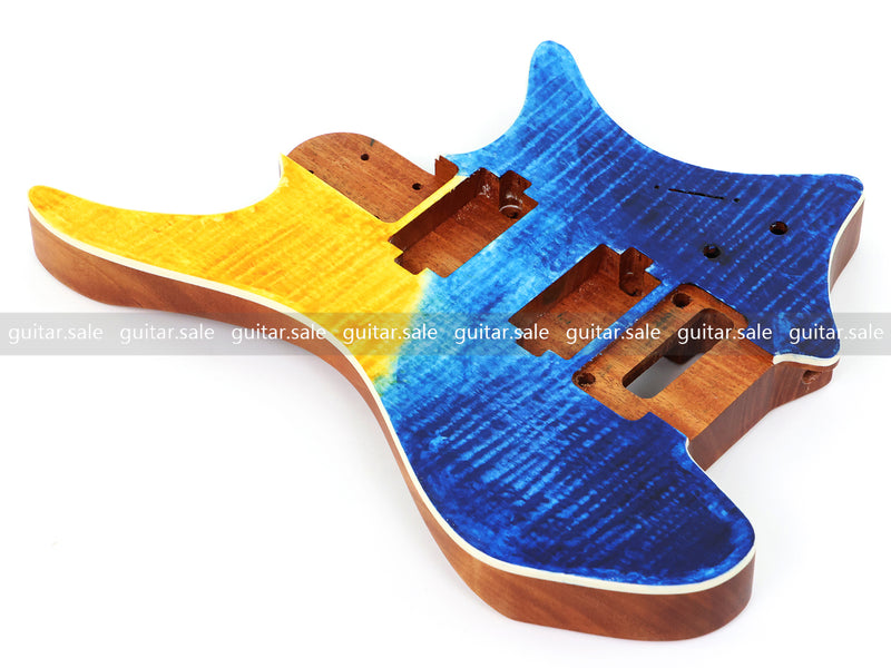 6 String Headless Solid Mahogany Electric Guitar Body with Satin Finish (YMB-038)