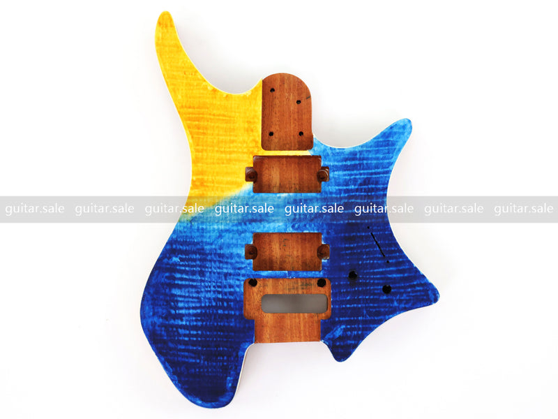 6 String Headless Solid Mahogany Electric Guitar Body with Satin Finish (YMB-038)