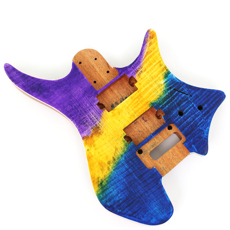 6 String Headless Solid Mahogany Electric Guitar Body with Satin Finish (YMB-039)