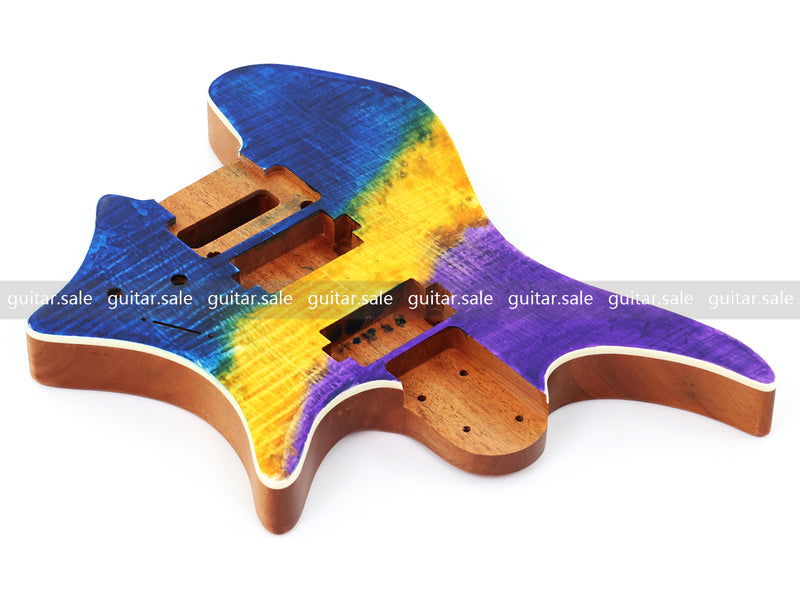 6 String Headless Solid Mahogany Electric Guitar Body with Satin Finish (YMB-039)