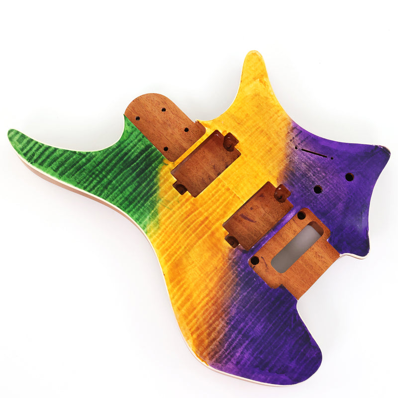 6 String Headless Solid Mahogany Electric Guitar Body with Satin Finish (YMB-052)