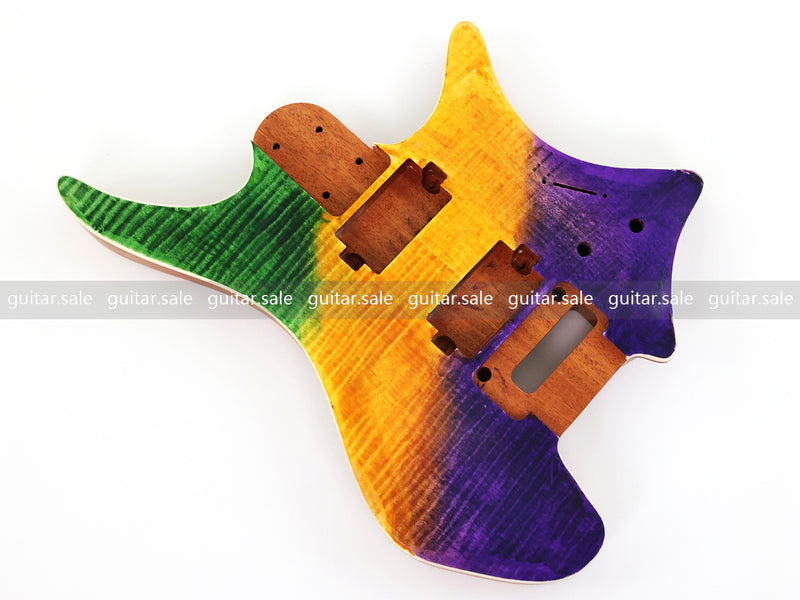 6 String Headless Solid Mahogany Electric Guitar Body with Satin Finish (YMB-052)