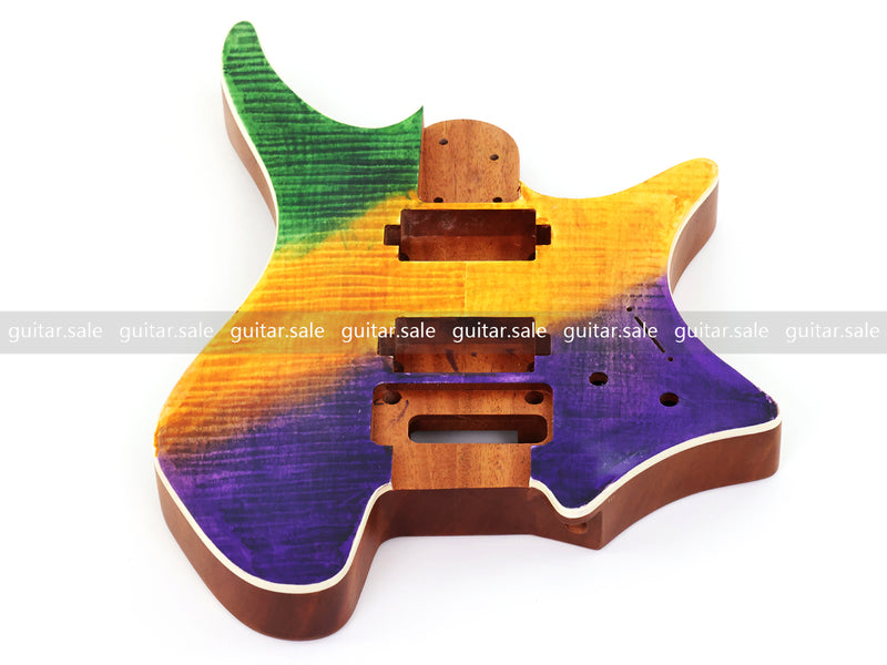 6 String Headless Solid Mahogany Electric Guitar Body with Satin Finish (YMB-052)