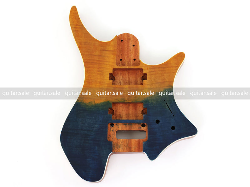 6 String Headless Solid Mahogany Electric Guitar Body with Satin Finish (YMB-053)