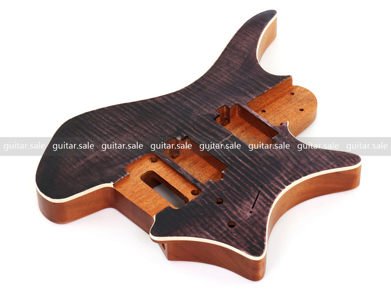 6 String Headless Solid Mahogany Electric Guitar Body with Satin Finish (YMB-057)