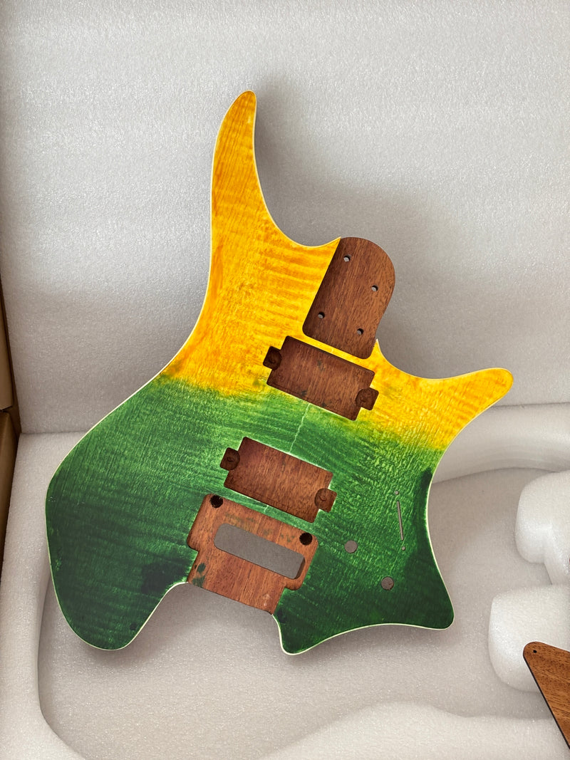 6 String Headless Solid Mahogany Electric Guitar Body with Satin Finish (YMB-037)
