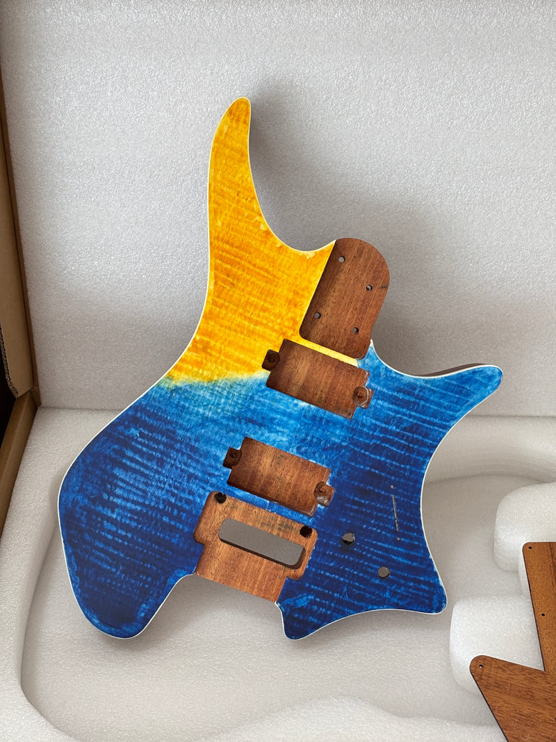 6 String Headless Solid Mahogany Electric Guitar Body with Satin Finish (YMB-038)