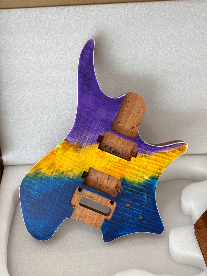 6 String Headless Solid Mahogany Electric Guitar Body with Satin Finish (YMB-039)