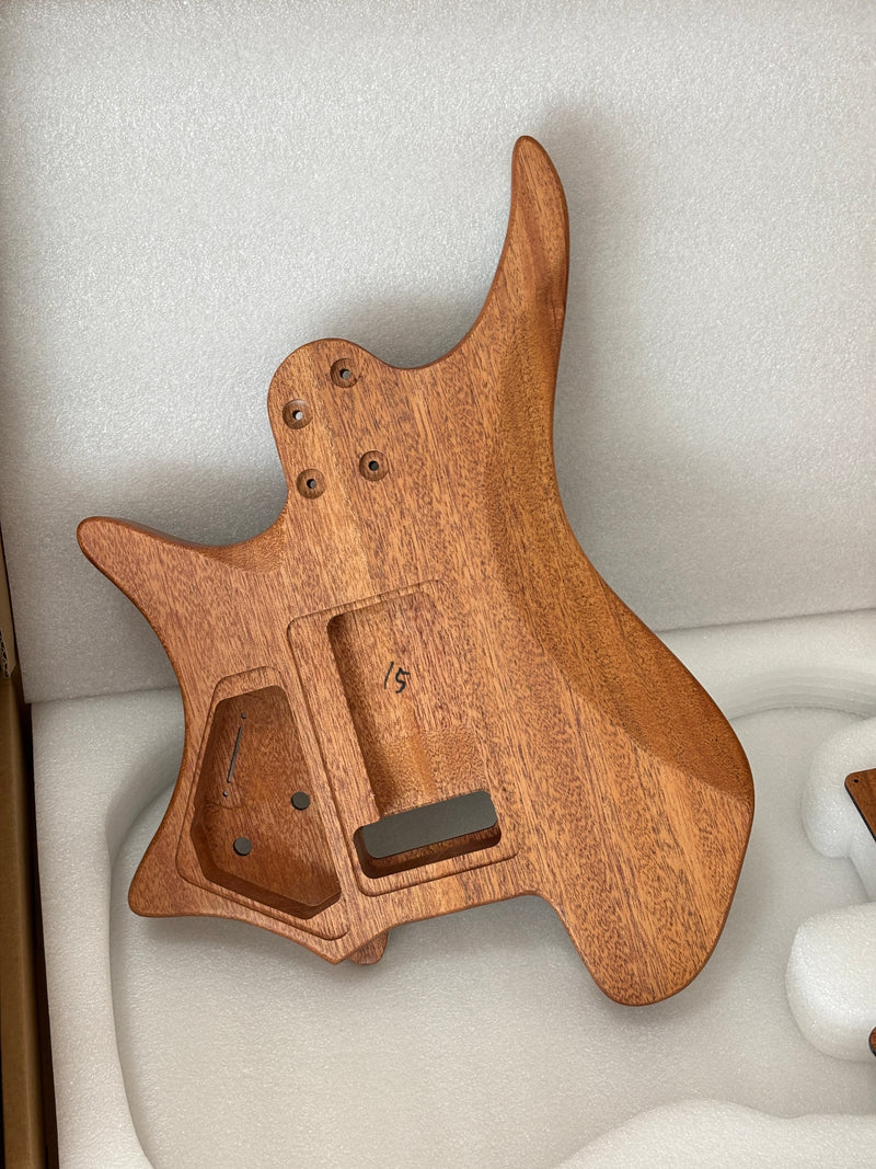 6 String Headless Solid Mahogany Electric Guitar Body with Satin Finish (YMB-051)