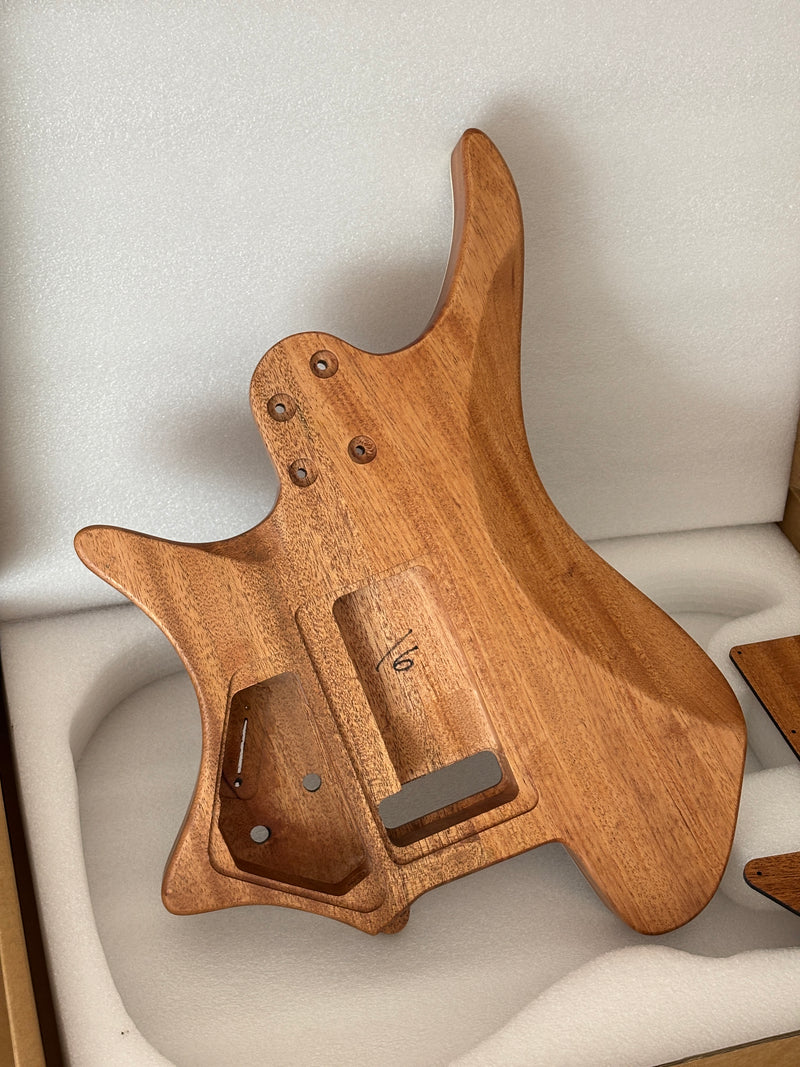 6 String Headless Solid Mahogany Electric Guitar Body with Satin Finish (YMB-056)