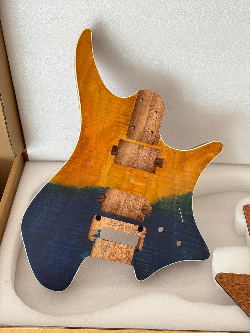 6 String Headless Solid Mahogany Electric Guitar Body with Satin Finish (YMB-056)