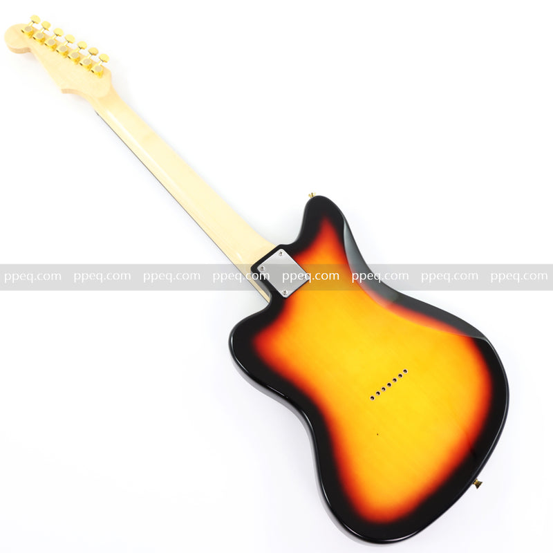 7-String Jaguar Style Offset Body Custom Electric Guitar with Gloss Sunburst Finish (GKS-067)