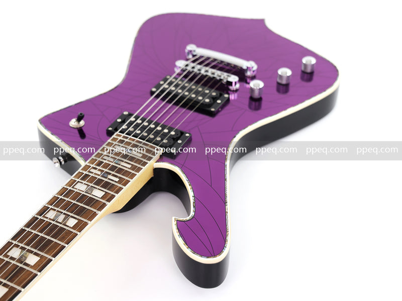 7-String Left-Handed Electric Guitar with Cracked Purple Mirror Top (PIB-125)