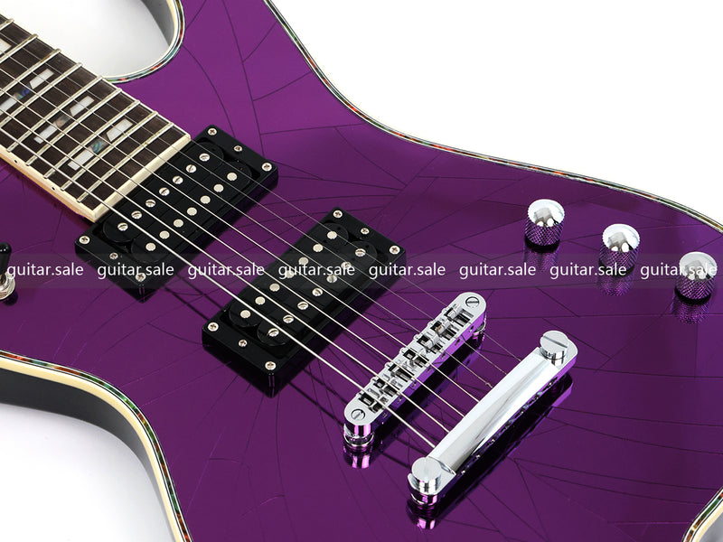 7 String Electric Guitar with Cracked Purple Mirror Top (PIB-123)