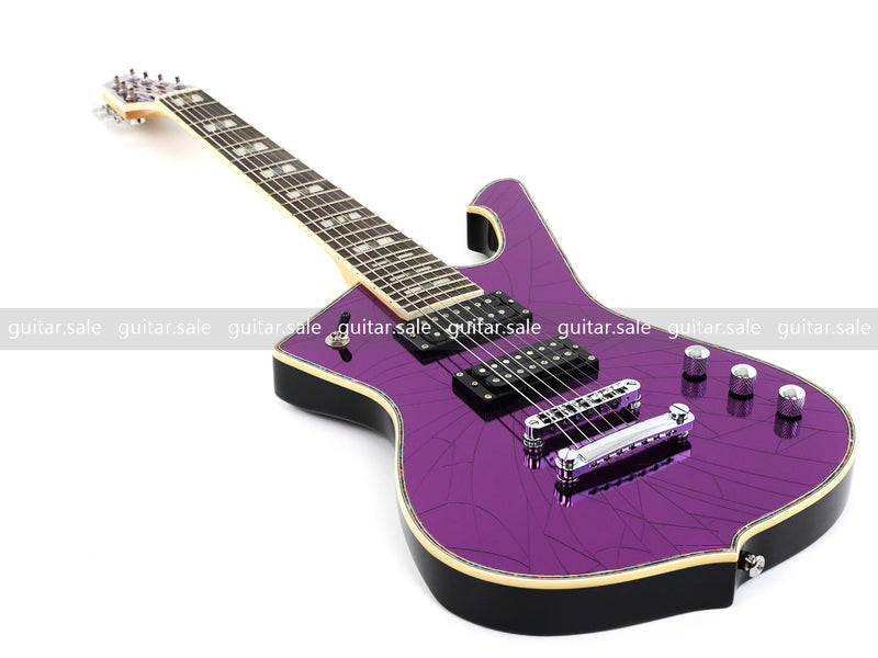 7 String Electric Guitar with Cracked Purple Mirror Top (PIB-123)