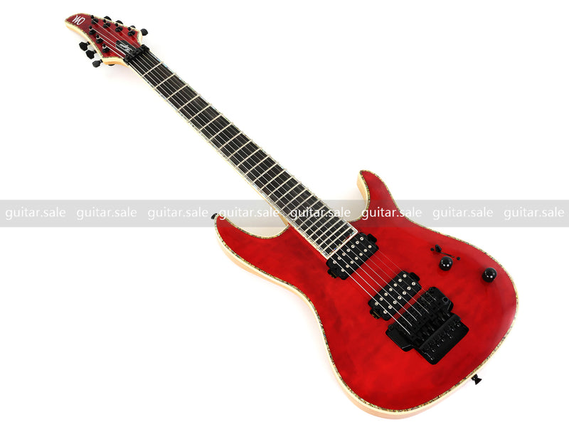 7 String Neck-Through Electric Guitar with Gloss Red Finish (GKS-144)