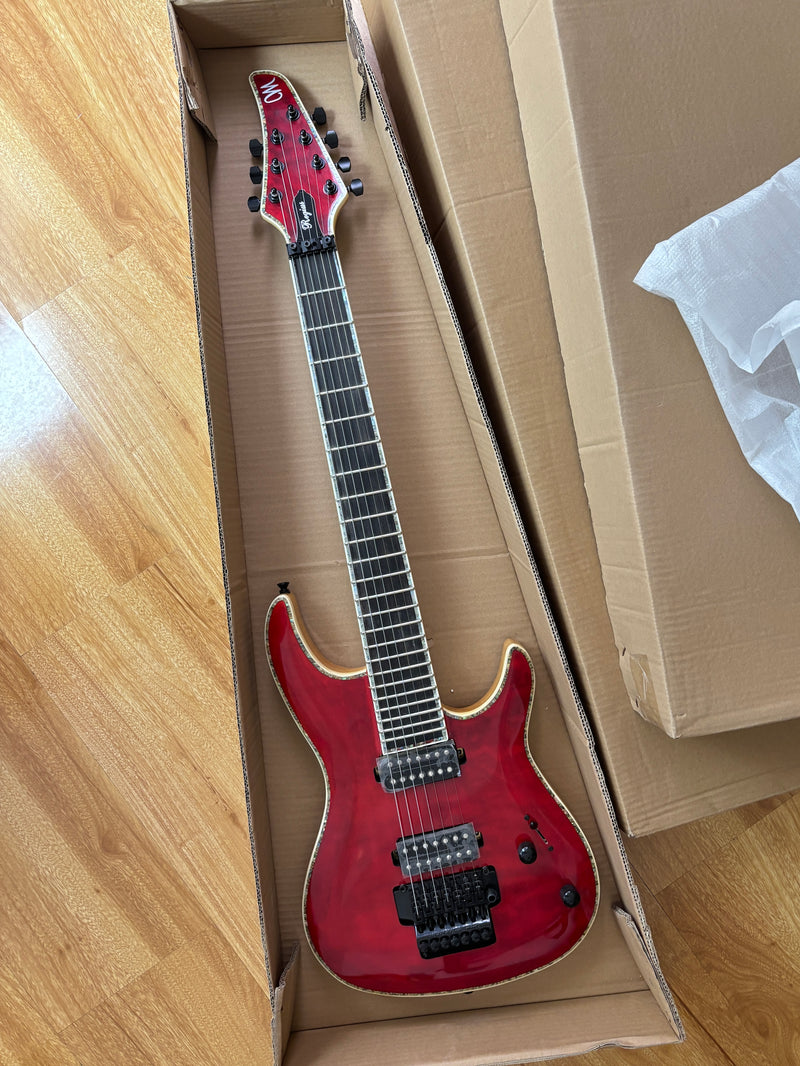 7 String Neck-Through Electric Guitar with Gloss Red Finish (GKS-144)