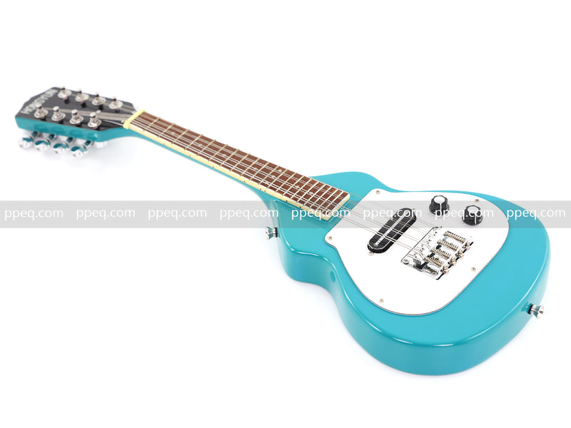 8-String Shorty Solid Body Electric Guitar with Gloss Turquoise Blue Finish (HY-2528)