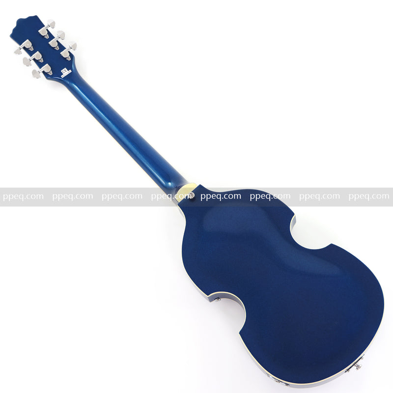 Dark Blue Violin-Shaped Semi-Hollow Body Electric Guitar with Gloss Metallic Finish (HY-2513)