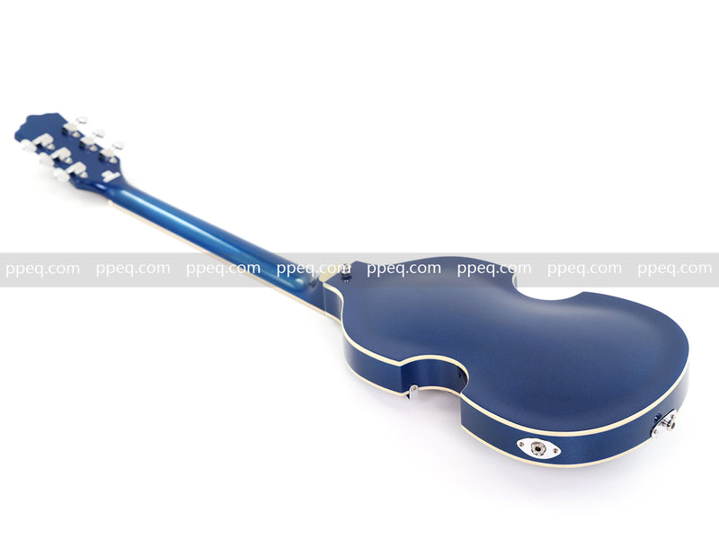 Dark Blue Violin-Shaped Semi-Hollow Body Electric Guitar with Gloss Metallic Finish (HY-2517)