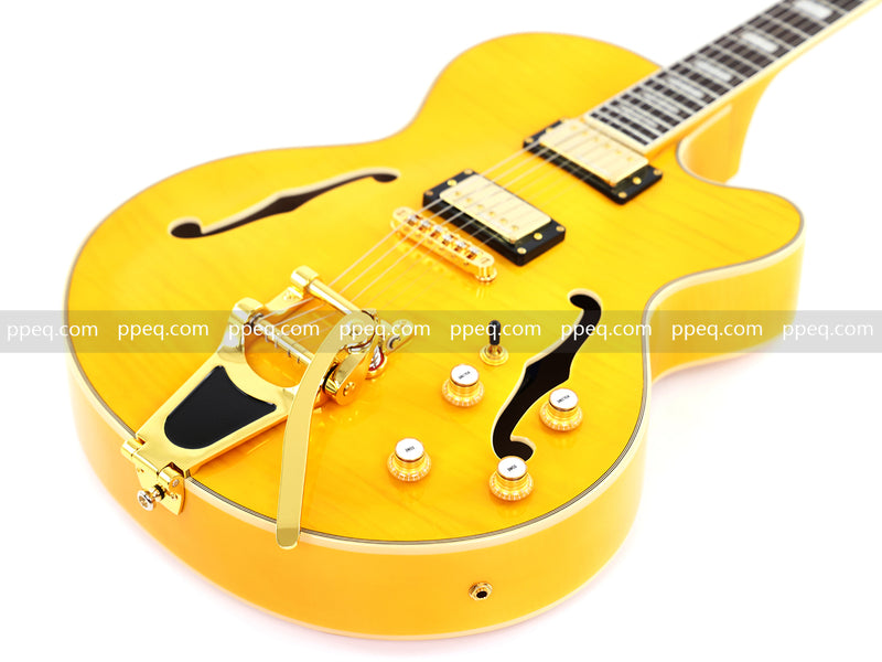 ES-Style Semi-Hollow Body Jazz Electric Guitar with Flamed Maple Veneer (HY-2549)