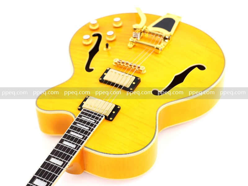 ES-Style Semi-Hollow Body Jazz Electric Guitar with Flamed Maple Veneer (HY-2549)