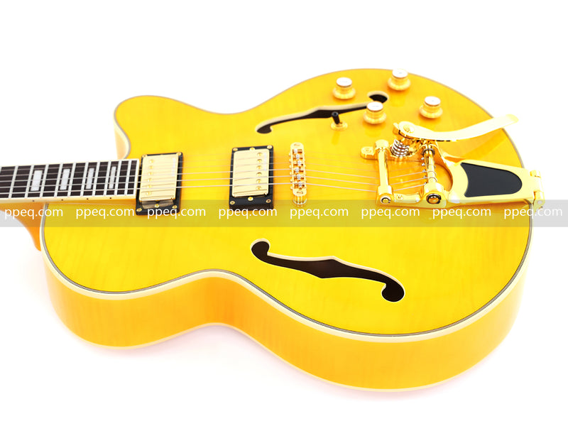 ES-Style Semi-Hollow Body Jazz Electric Guitar with Flamed Maple Veneer (HY-2549)
