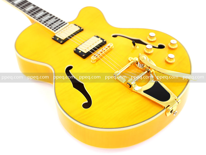 ES-Style Semi-Hollow Body Jazz Electric Guitar with Flamed Maple Veneer (HY-2549)