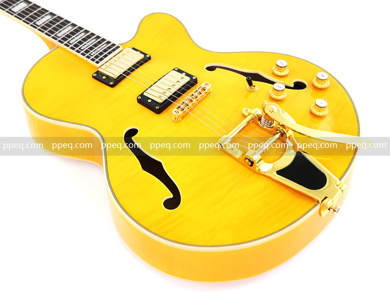 ES-Style Semi-Hollow Body Jazz Electric Guitar with Flamed Maple Veneer (HY-2549)