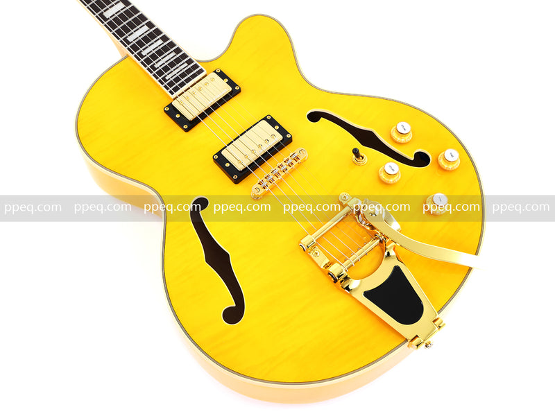 ES-Style Semi-Hollow Body Jazz Electric Guitar with Flamed Maple Veneer (HY-2549)