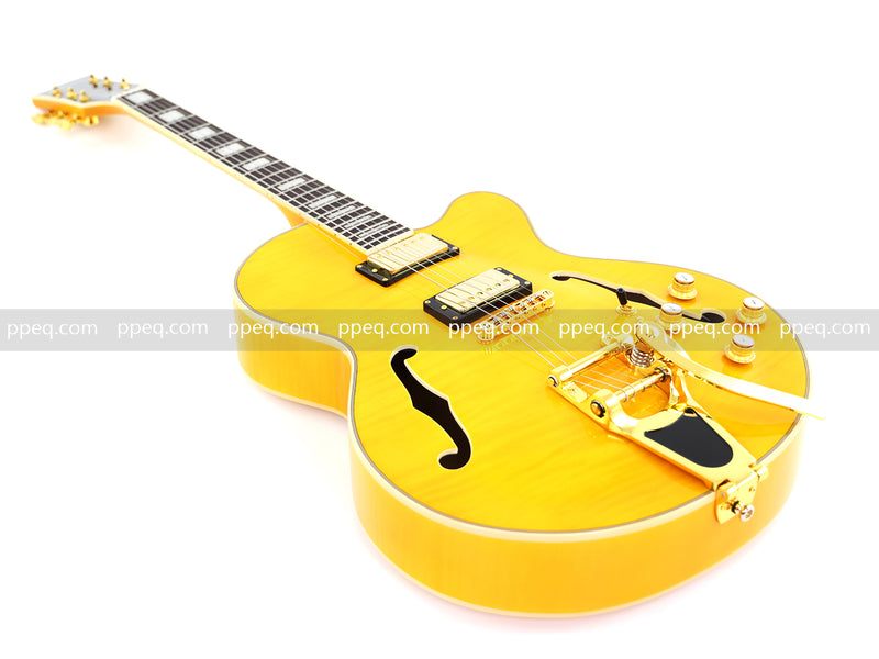 ES-Style Semi-Hollow Body Jazz Electric Guitar with Flamed Maple Veneer (HY-2549)