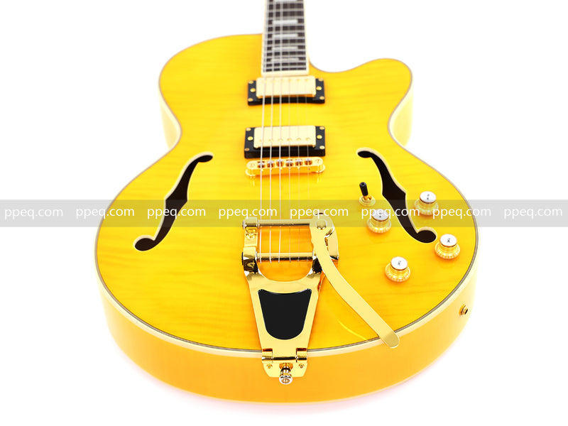 ES-Style Semi-Hollow Body Jazz Electric Guitar with Flamed Maple Veneer (HY-2549)