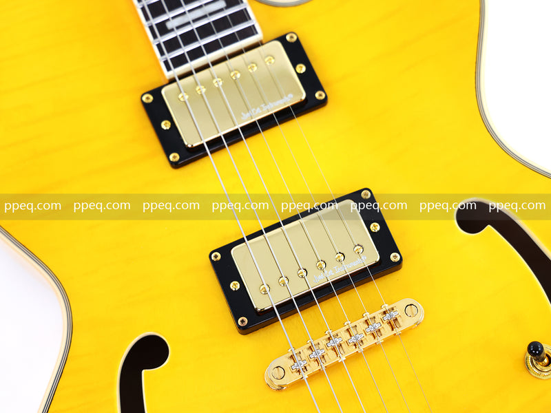 ES-Style Semi-Hollow Body Jazz Electric Guitar with Flamed Maple Veneer (HY-2549)