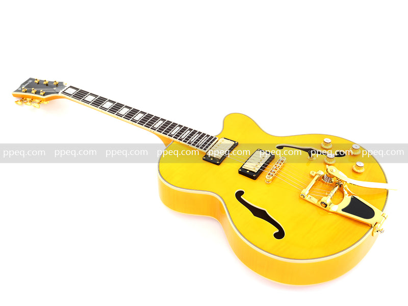 ES-Style Semi-Hollow Body Jazz Electric Guitar with Flamed Maple Veneer (HY-2549)