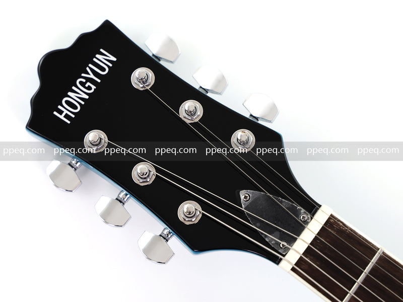 ES-Style Semi-Hollow Body Electric Guitar with Gloss Bright Turquoise Finish (HY-2548)