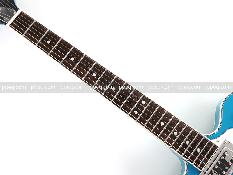 ES-Style Semi-Hollow Body Electric Guitar with Gloss Bright Turquoise Finish (HY-2548)