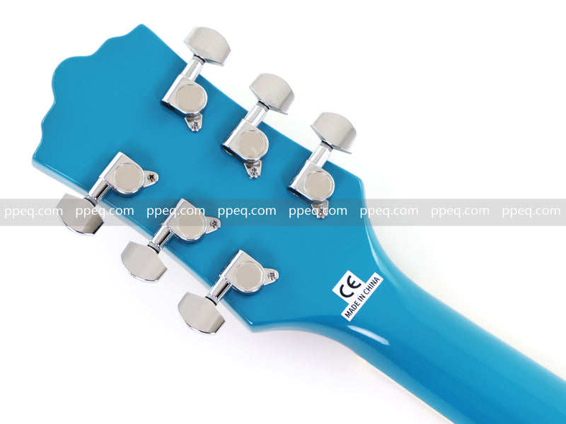 ES-Style Semi-Hollow Body Electric Guitar with Gloss Bright Turquoise Finish (HY-2548)