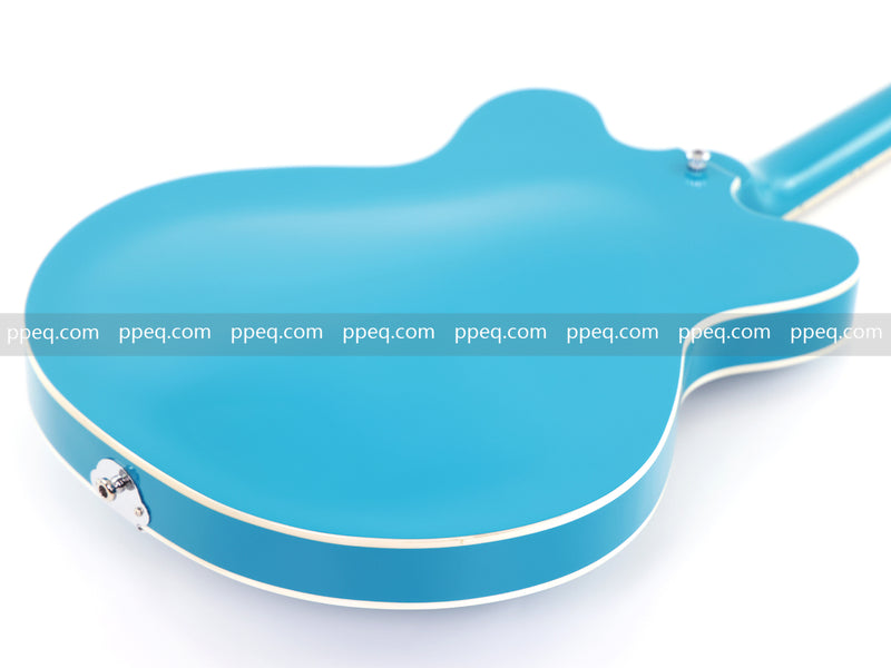 ES-Style Semi-Hollow Body Electric Guitar with Gloss Bright Turquoise Finish (HY-2548)