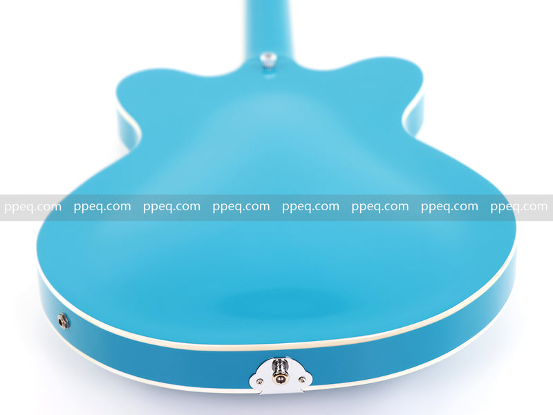 ES-Style Semi-Hollow Body Electric Guitar with Gloss Bright Turquoise Finish (HY-2548)