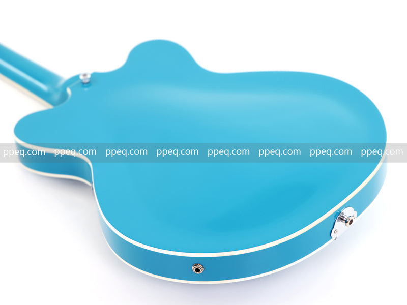 ES-Style Semi-Hollow Body Electric Guitar with Gloss Bright Turquoise Finish (HY-2548)