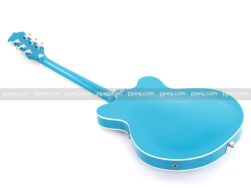 ES-Style Semi-Hollow Body Electric Guitar with Gloss Bright Turquoise Finish (HY-2548)