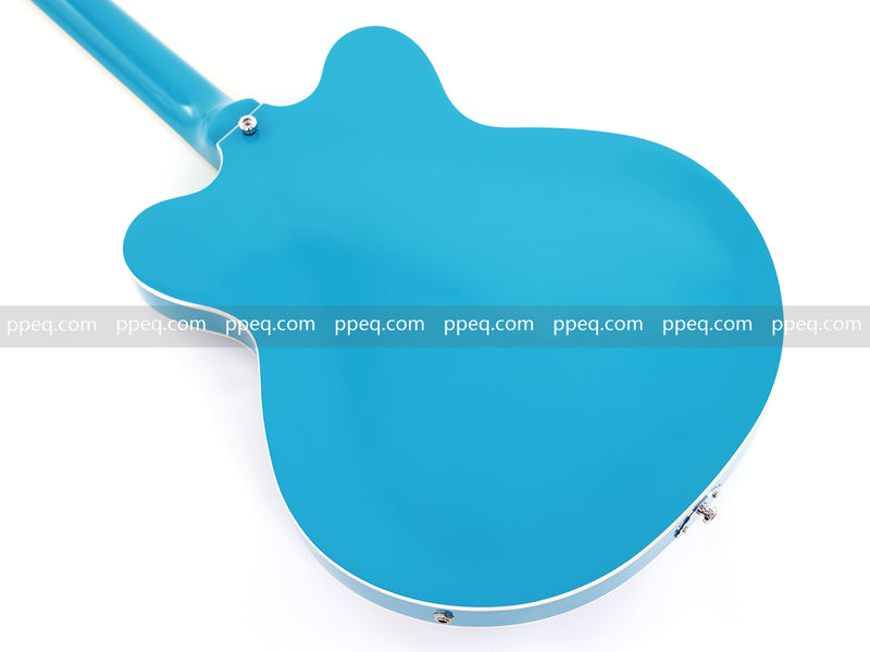 ES-Style Semi-Hollow Body Electric Guitar with Gloss Bright Turquoise Finish (HY-2548)