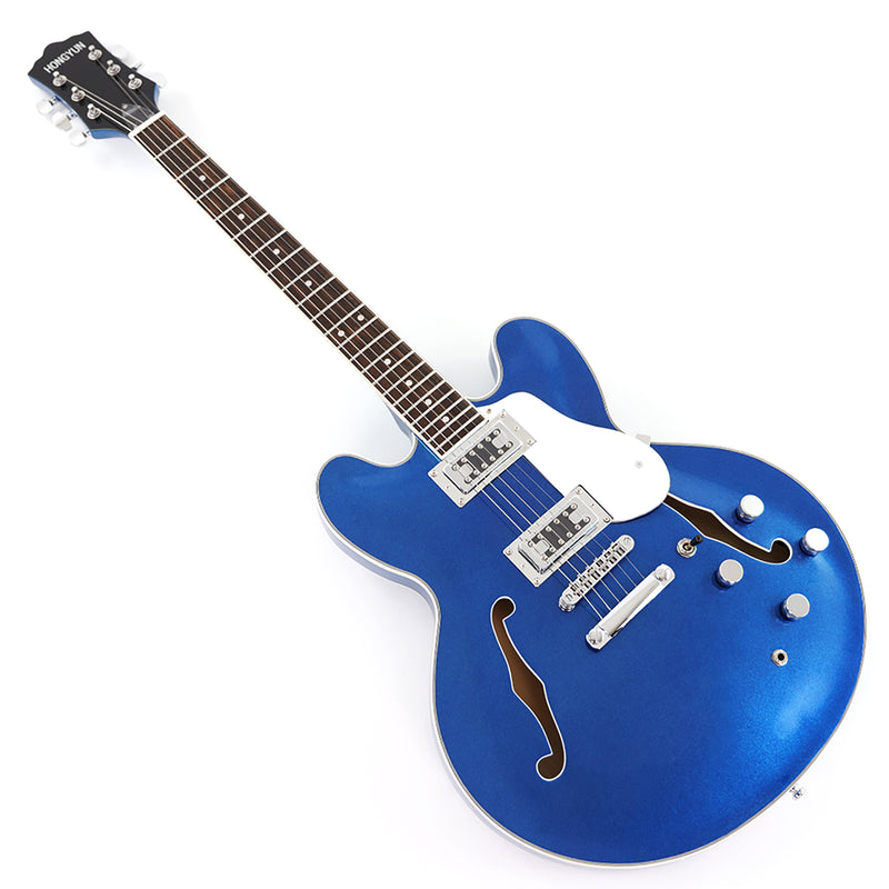 ES-Style Semi-Hollow Body Electric Guitar with Gloss Metallic Blue Finish (HY-2553)