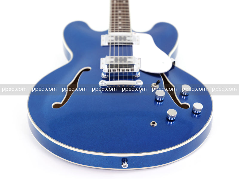 ES-Style Semi-Hollow Body Electric Guitar with Gloss Metallic Blue Finish (HY-2553)