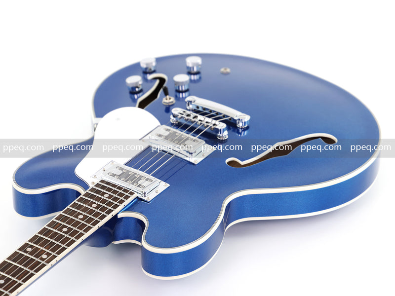 ES-Style Semi-Hollow Body Electric Guitar with Gloss Metallic Blue Finish (HY-2553)