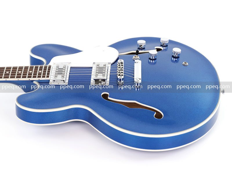 ES-Style Semi-Hollow Body Electric Guitar with Gloss Metallic Blue Finish (HY-2553)