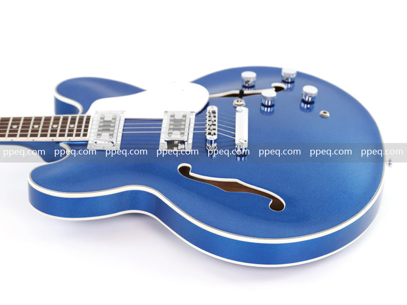 ES-Style Semi-Hollow Body Electric Guitar with Gloss Metallic Blue Finish (HY-2553)