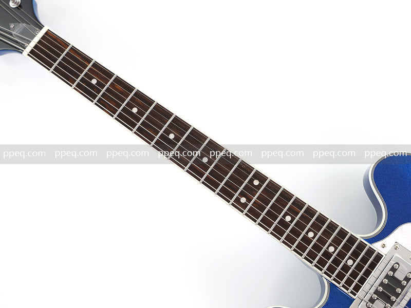 ES-Style Semi-Hollow Body Electric Guitar with Gloss Metallic Blue Finish (HY-2553)