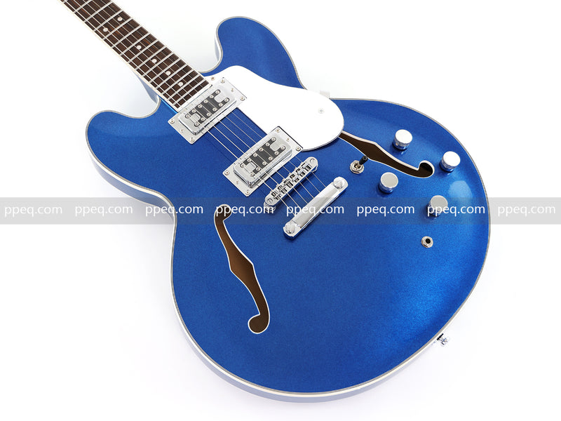 ES-Style Semi-Hollow Body Electric Guitar with Gloss Metallic Blue Finish (HY-2553)